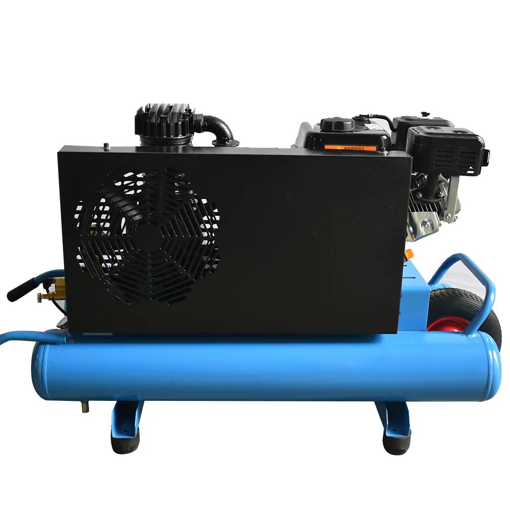 10 Gal.6.5 HP Portable Gas-ugedriwwen Zwilling Stack Loftkompressor mat agebaute Handle (4)